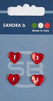 Пуговицы Sandra 4 шт на блистере красный CARD138