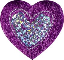 Термоаппликация Сердце с блёстками фиолетовое большое  HKM 42639