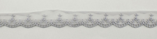 Фото вышивка на тюле ширина 30 мм длина 12.2 м 100% полиэстр цвет серый на сайте ArtPins.ru