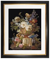 Набор для вышивания Натюрморт с цветами в алебастровой вазе канва аида черная 18 ct THEA GOUVERNEUR 580.05
