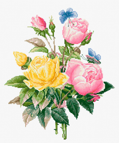 Набор для вышивания Желтые и бенгальские розы смотреть фото