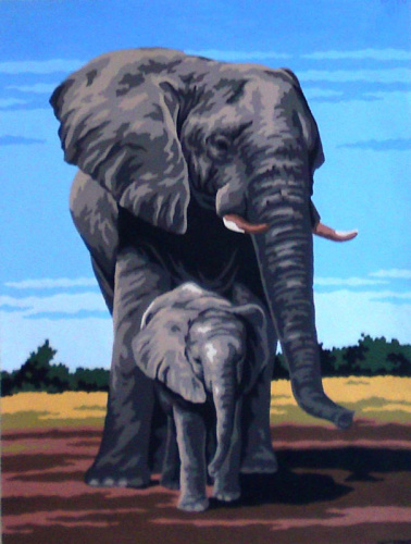 Канва жесткая с рисунком Слоны смотреть фото