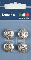 Пуговицы Sandra 4 шт на блистере серебряный CARD202
