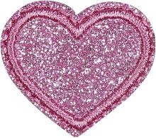 Термоаппликация Маленькие розовые сердечки с блестками  HKM 42651