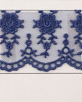 Вышивка на тюле  110 мм  цвет темно-синий Iemesa I613/10