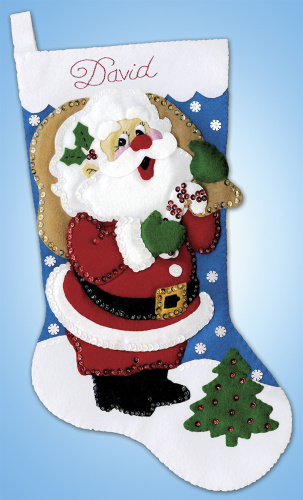Набор для вышивания сапожка для подарков Веселый Санта  DESIGN WORKS 6805 смотреть фото