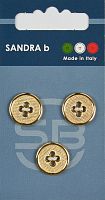 Пуговицы Sandra 3 шт на блистере золотой металлик CARD229