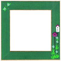 Рамка деревянная "Скворечники" цвет зеленый матовый с ручной росписью 