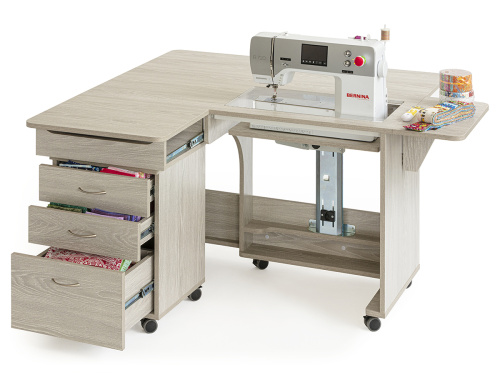 Фото стол раскладной для швейной машины с раскройным местом quilters vision серый дуб hemline tlm.q-g001t на сайте ArtPins.ru