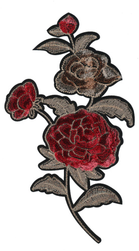 Фото термоаппликация с эффектом шенилл роза на ветке на сайте ArtPins.ru