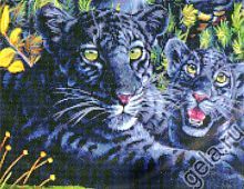 Набор для вышивания Черная пантера с детенышами KUSTOM KRAFTS 99397