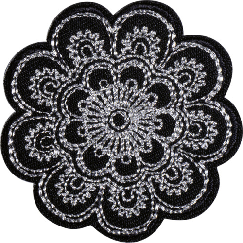 Фото термоаппликация цветок черный серебристый  hkm 43052 на сайте ArtPins.ru