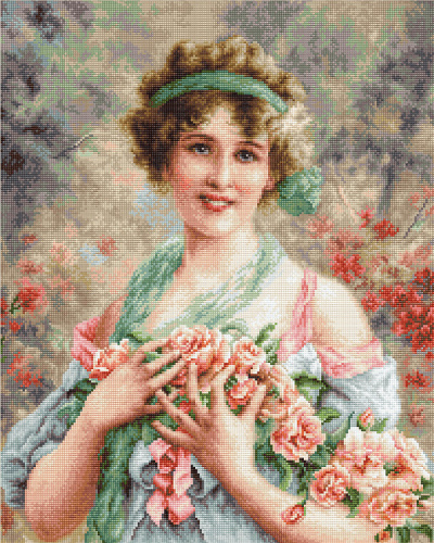 Набор для вышивания Девушка с розами - B553 смотреть фото