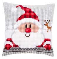 Набор для вышивания подушки Санта в клетчатой шапке VERVACO PN-0148061