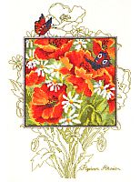 Набор для вышивания подушки Маки и бабочки