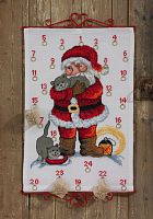 Набор для вышивания календаря Санта с котами