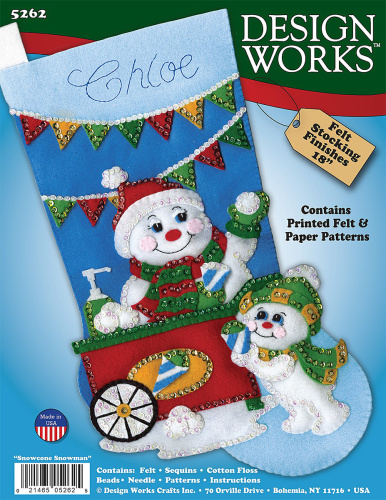 Набор для вышивания сапожка для подарков Фруктовый снеговик  DESIGN WORKS 5262 смотреть фото