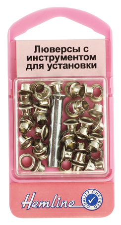 Фото набор люверсов 5 мм с устройством для установки  цвет серебристый hemline 435.n на сайте ArtPins.ru