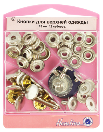 Фото кнопки для верхней одежды с инструментом для установки - 405s.n на сайте ArtPins.ru