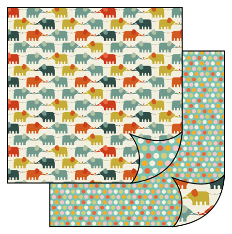 Бумага двухсторонняя для скрапбукинга Слоны в стиле ретро фото