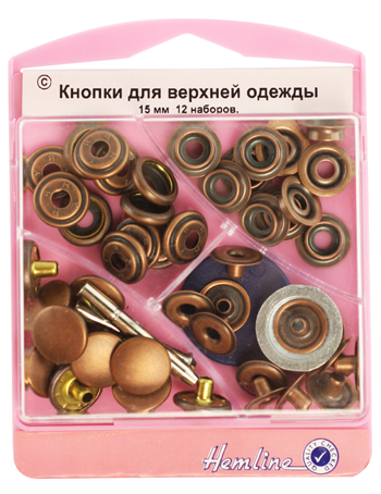 Фото кнопки для верхней одежды с инструментом для установки - 405s.b на сайте ArtPins.ru