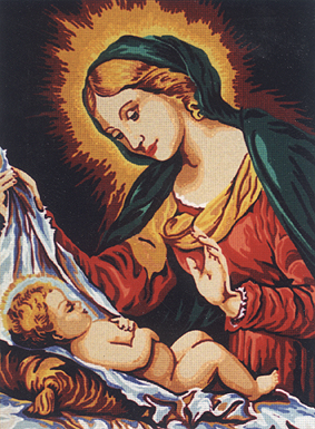 Канва жесткая с рисунком Мадонна со  спящим младенцем смотреть фото