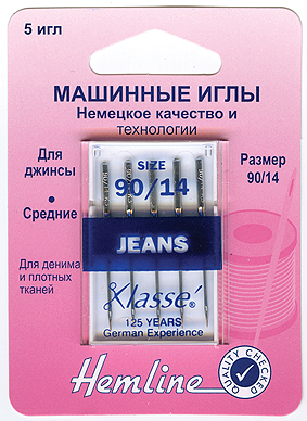 Фото иглы для бытовых швейных машин для джинсовых и плотнотканых материалов  №90 на сайте ArtPins.ru