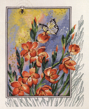 Набор для вышивания Паучок  бабочка в цветах смотреть фото
