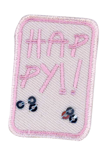 Фото термоаппликация hkm happy!! (розовый) на сайте ArtPins.ru