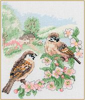 Набор для вышивания Anchor Spring Sparrow  Весенний воробей 19.5*16.5 см MEZ Венгрия PCE0500