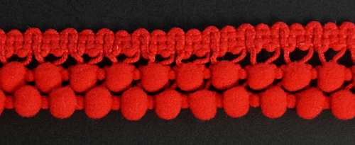 Фото тесьма с помпонами двурядная ярко-красная cmm sew & craft 6000/2/44 на сайте ArtPins.ru