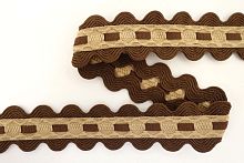 Тесьма декоративная 24 мм двойной вьюнок с лентой шоколадная с бежевым