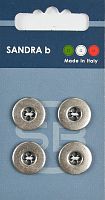 Пуговицы Sandra 4 шт на блистере серебряный CARD206