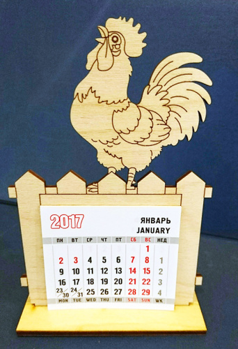 Деревянная заготовка Календарь - Петух на подставке фото