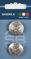 Пуговицы Sandra 2 шт на блистере серебряный CARD203