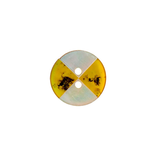 Пуговица с 2 отверстиями размер 15 мм перламутр желтый Union Knopf by Prym U0453838015003801-20