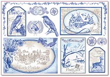 Бумага рисовая Синие открытки