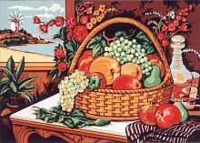 Канва жесткая с рисунком Натюрморт с корзиной фруктов