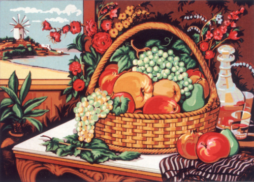 Канва жесткая с рисунком Натюрморт с корзиной фруктов смотреть фото