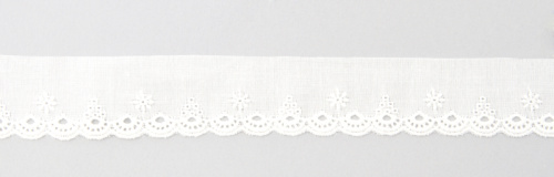 Фото шитье-вышивка на батисте iemesa 20 мм длина 13.8 м 100% хлопок белый - 19751/01 на сайте ArtPins.ru