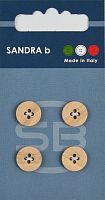 Пуговицы Sandra 4 шт на блистере деревянный CARD235