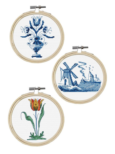 Набор для вышивания Весенние цветы канва аида 16 ct диаметр 15 см 3 дизайна THEA GOUVERNEUR 610A смотреть фото