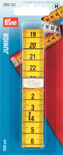 Измерительная лента с сантиметровой шкалой Юниор 0 3*19*150 см желтый белый 1 шт в блистер Prym 282101