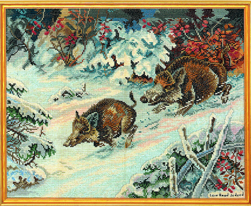 Набор для вышивания Кабанчики в зимнем лесу Eva Rosenstand 14-203 смотреть фото