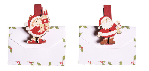 Декоративные прищепки с украшением Санта Клаус и конвертом  56903000 фото