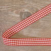 Лента с рисунком на картонной катушке "Клетка", цвет красный