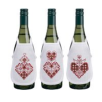 Набор для вышивания фартучков на бутылку в технике харгандер Красные сердечки Permin 78-0633