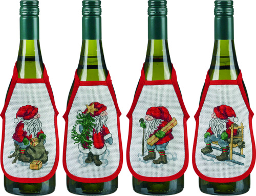 Набор для вышивания фартучков на бутылку Рождественские гномы смотреть фото