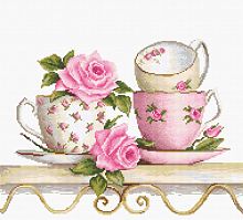 Набор для вышивания Чайные чашки с розами - B2327