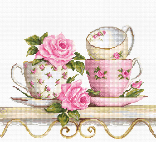 Набор для вышивания Чайные чашки с розами - B2327 смотреть фото